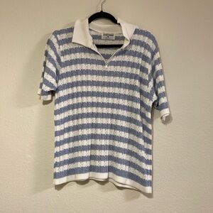 Alfred Dunner Sky Stripped Made In USA Blouse